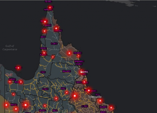 Map showing damage locations in Queensland