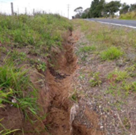 Series of sequential post event photos, captured at regular intervals demonstrating the continuous extent of the shoulder scour damage to the asset.  1. Photos taken from vehicle, as well as close up demonstrating depth of scours & quantities. 