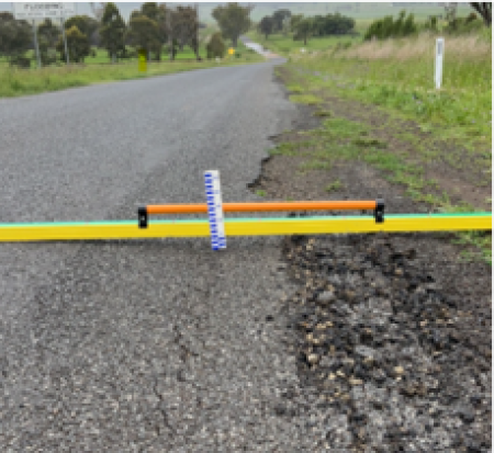 Series of four photos utilising asset mark up, straight edge and measures  to support extent of damage at the site, depth, width and length