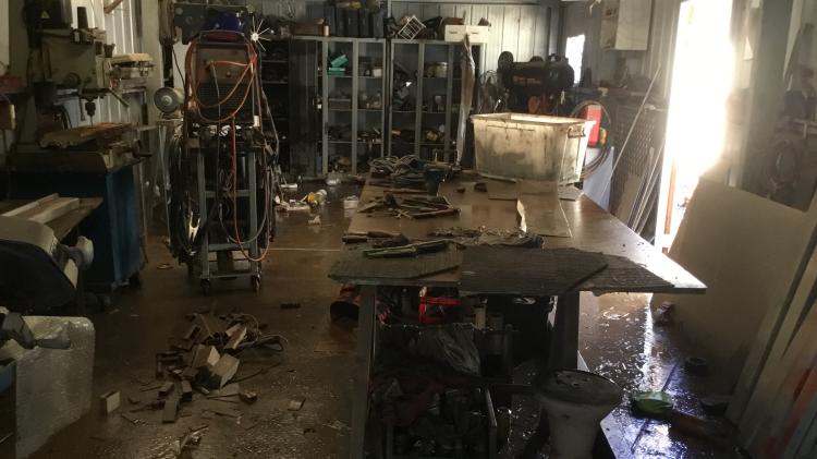 Damaged workshop